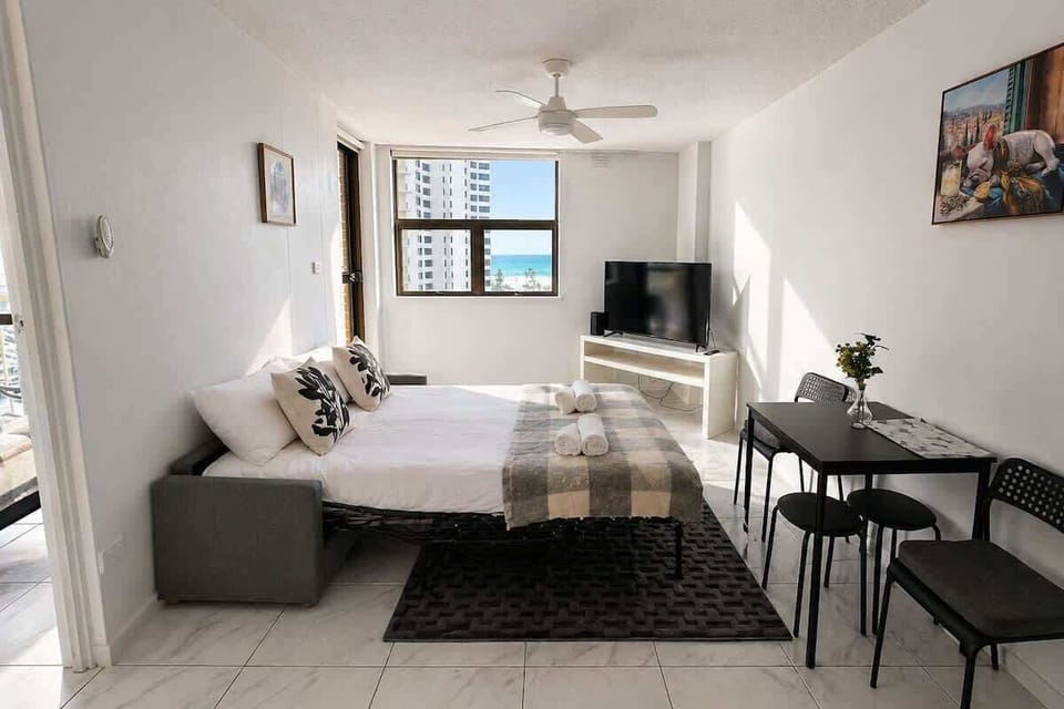 living room with sofa bed option