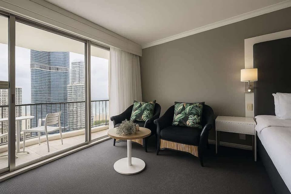 Lounge seating with skyline outlook