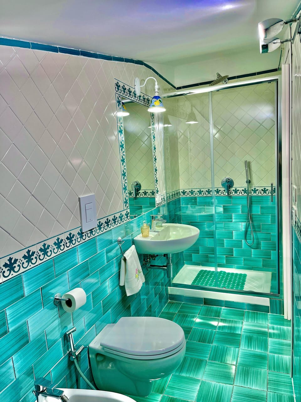 Shower, rainfall showerhead, hair dryer, bidet