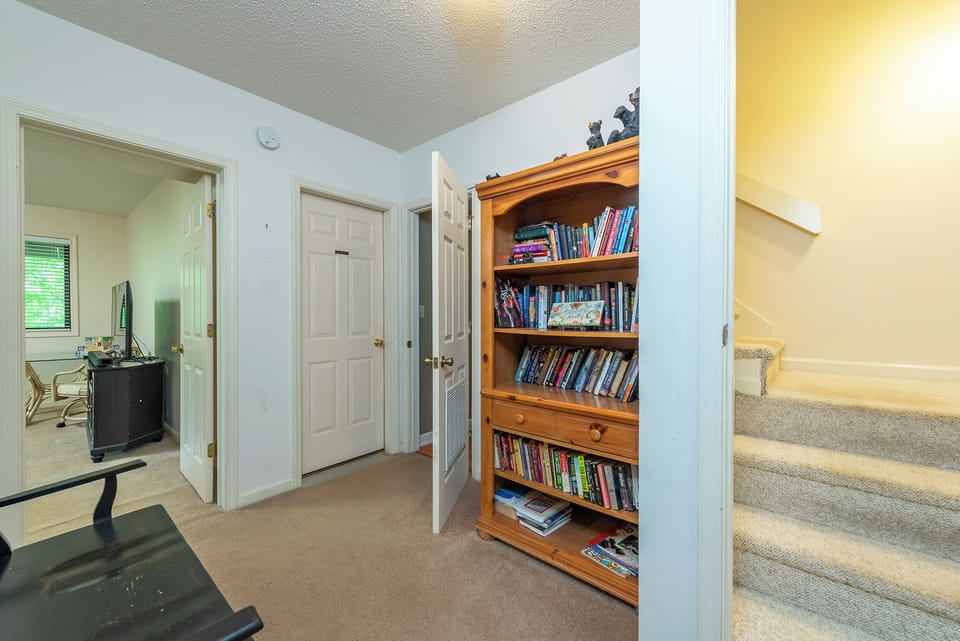 Book shelf for guest entertainment.