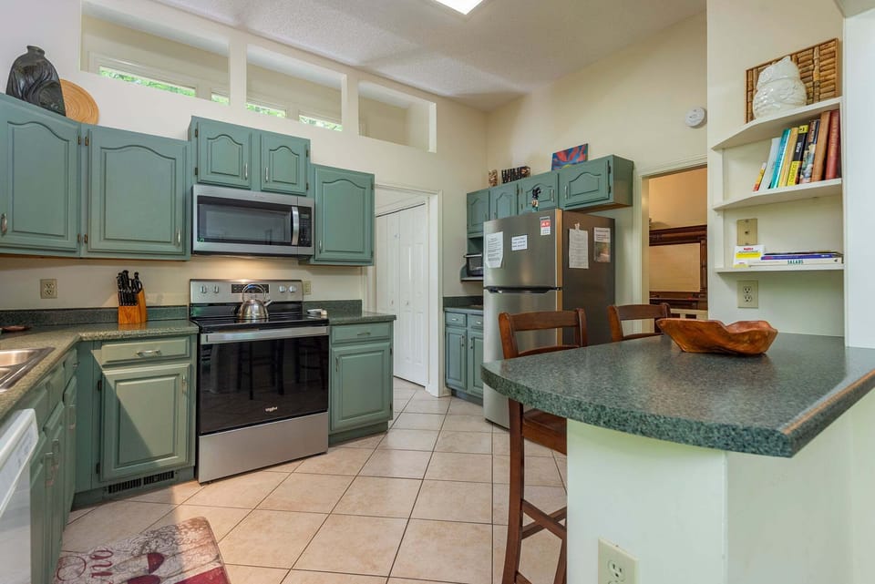 Fully stocked kitchen great for cooking meals during your stay.