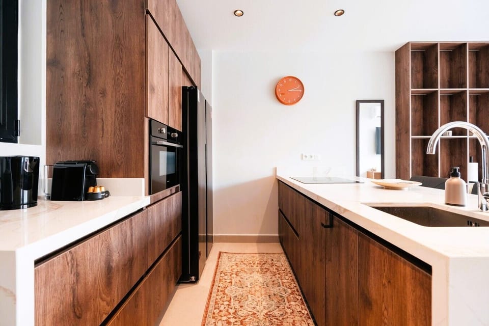 The fully equipped kitchen has everything you need for simple meals or casual dining.