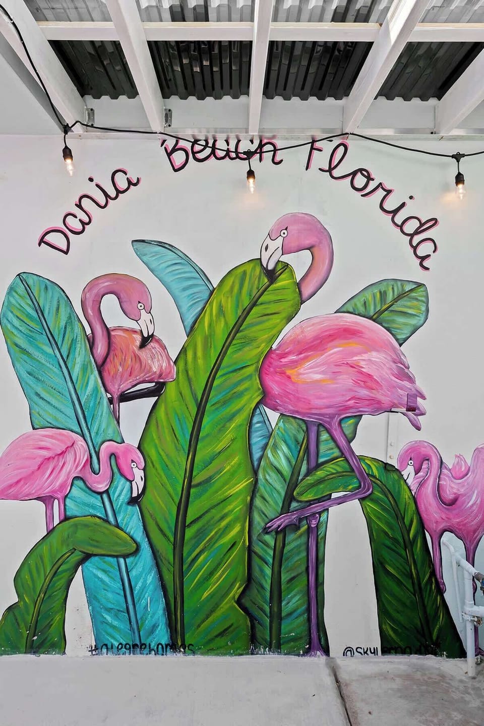 fun flamingo mural perfect for vacation photo ops