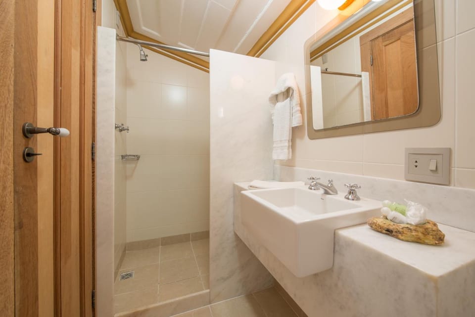 Shower, free toiletries, towels