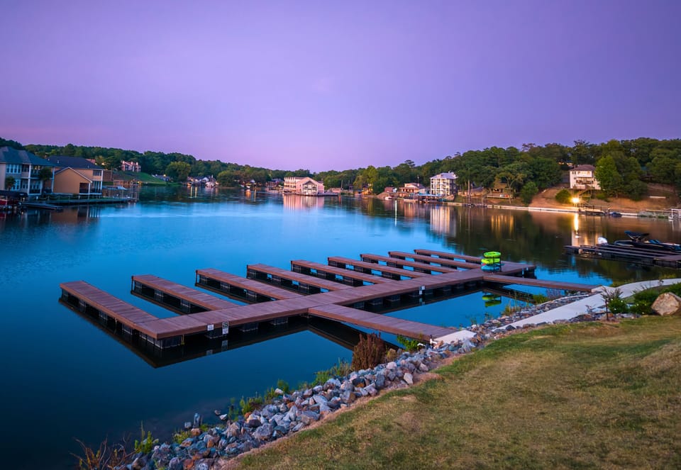 Spacious dock platform perfect for water activities.