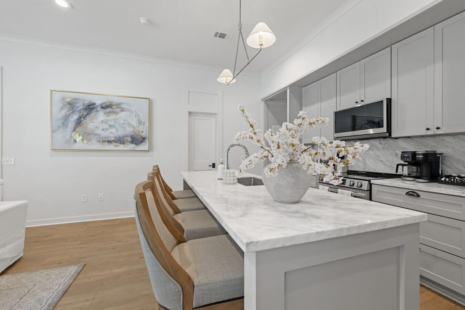 Kitchen stocked for easy meals during your stay