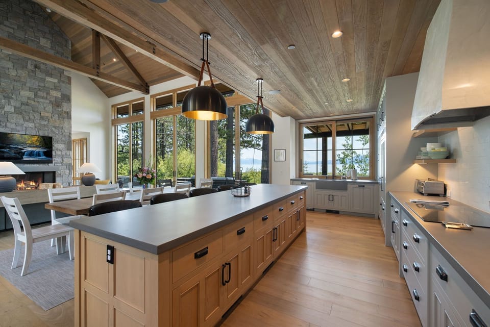 Spacious kitchen with an extended island