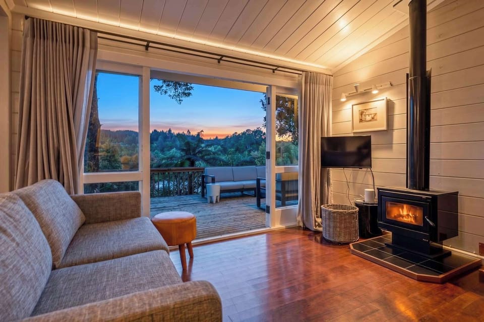 Wood burner in living area