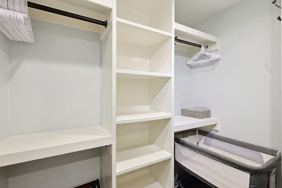 A convenient closet space to hang your clothes and keep everything neatly organized during your stay