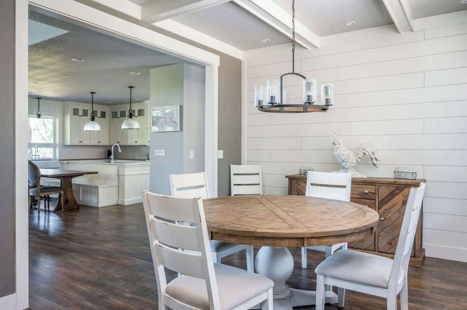 Open concept dining, perfect for meal times together. Or enjoy an adult only meal while the kids eat in the kitchen!