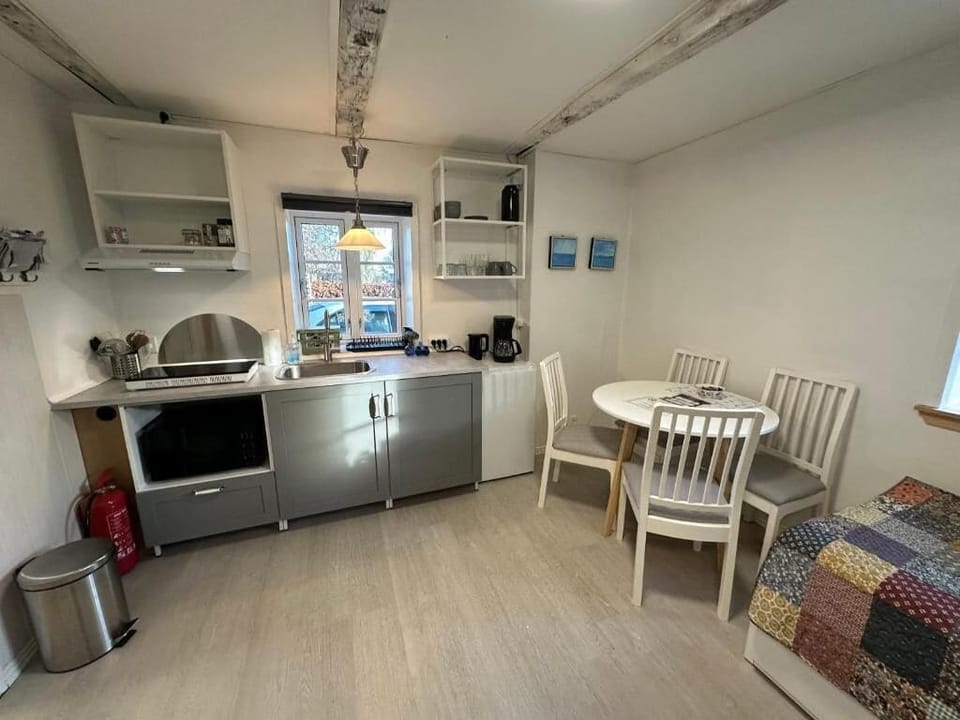Family Studio, Patio, Courtyard View | Private kitchen | Fridge, microwave, coffee/tea maker, electric kettle
