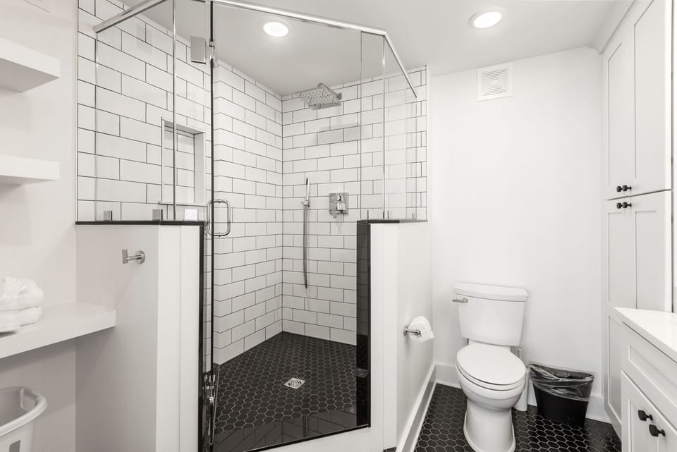 Primary ensuite bathroom with large walk-in shower