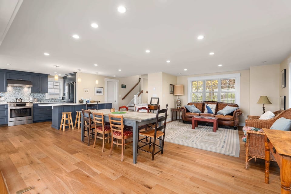 The kitchen is just off this living /dining area.
