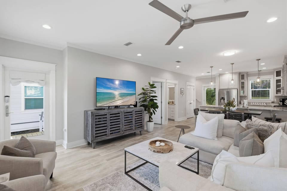 Relax in your bright, open living space with coastal views on the big screen and modern comforts throughout.