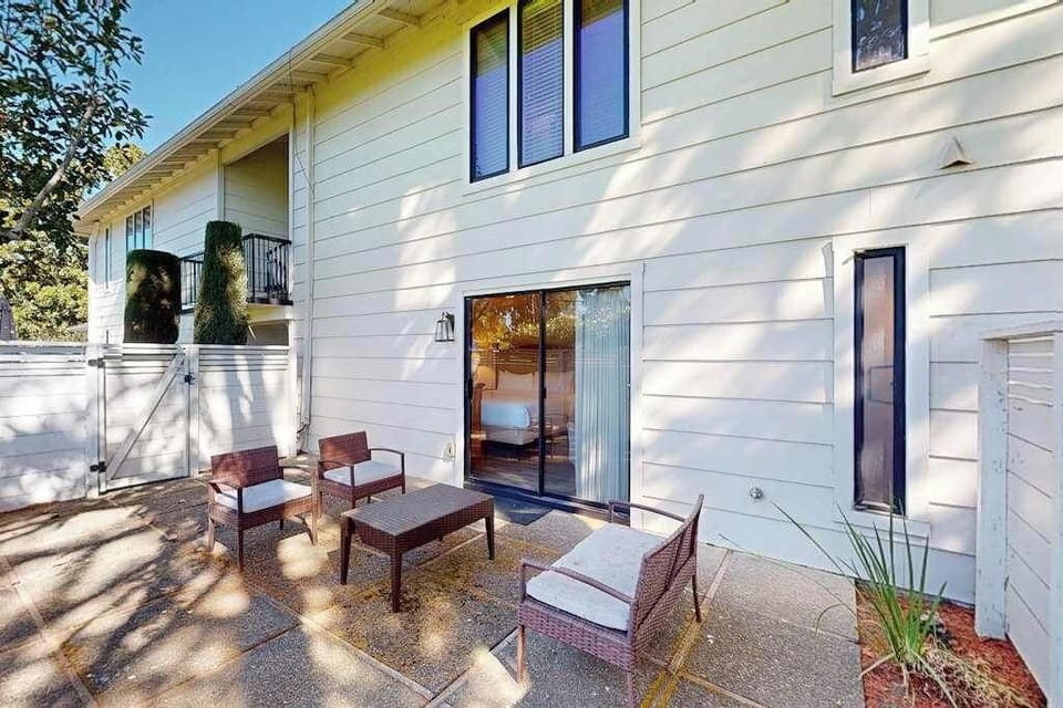 Step outside to your furnished patio with cushioned seating and direct condo access — ideal for al fresco Napa Valley wine moments.
