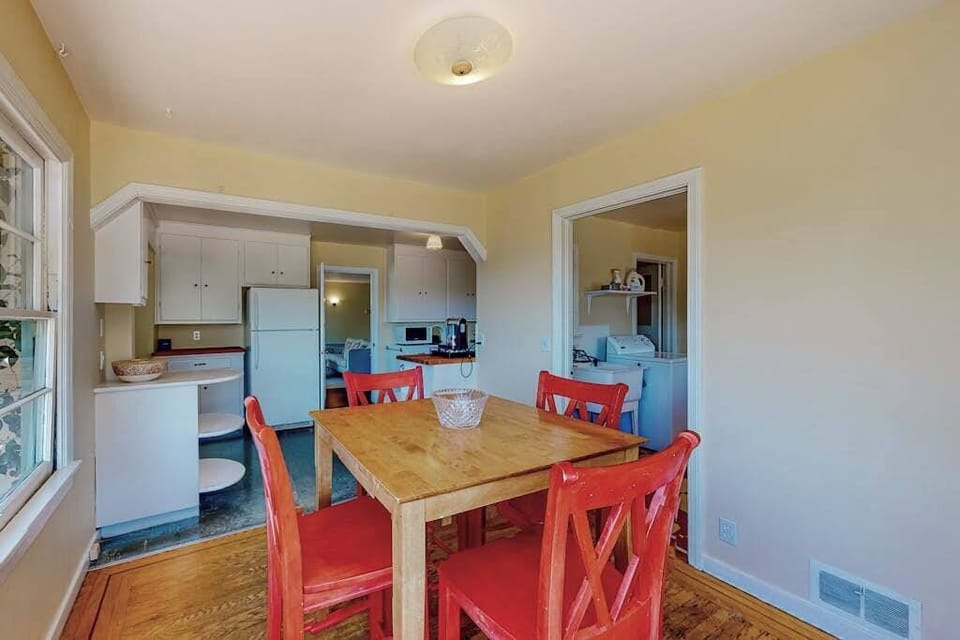 Plan your Sonoma wine country itinerary from the cottage dining nook — rustic charm meets everyday convenience with the kitchen steps away.