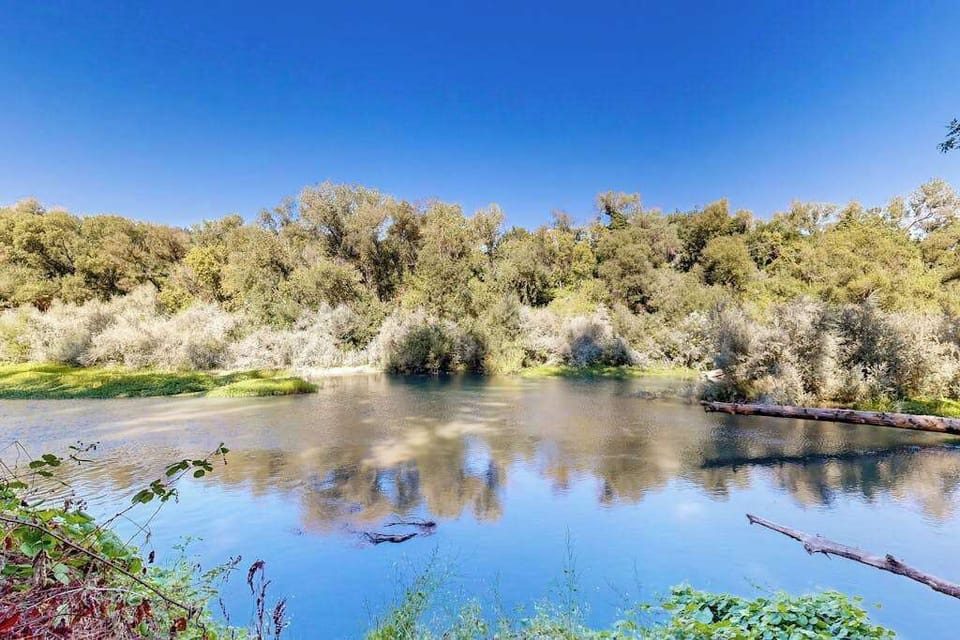 Gaze across the glassy Russian River right from your property — kayakers drift by in summer while fall paints the banks in Sonoma gold.