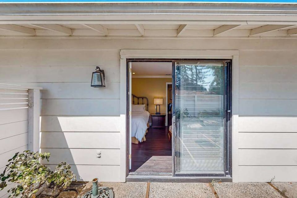 Step through your private sliding glass door entrance directly into the bedroom — ground-level convenience with covered patio access at Silverado Resort.