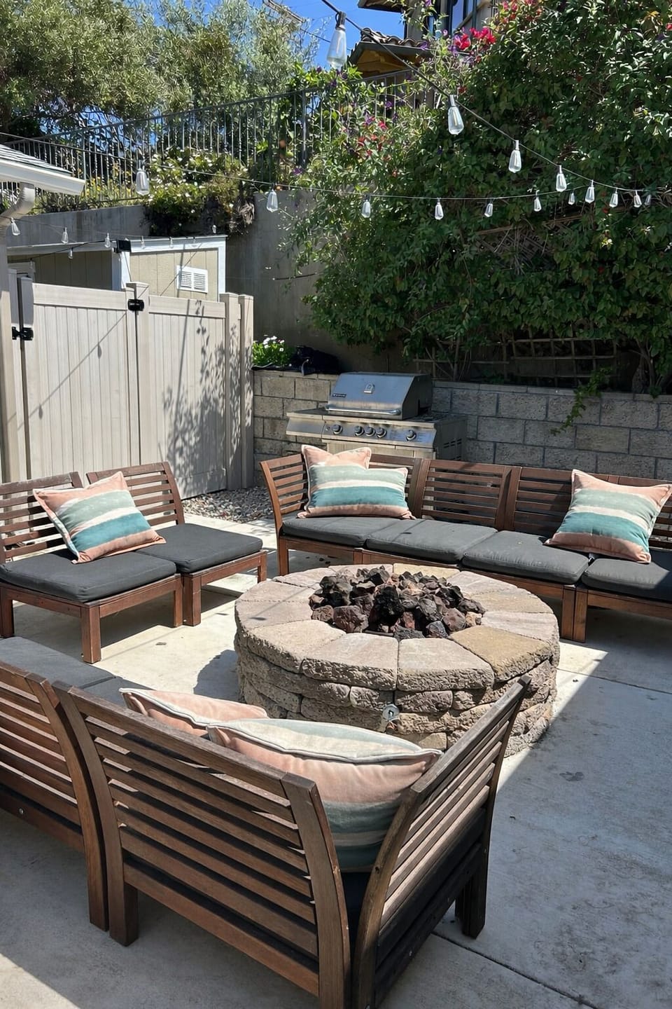 Backyard with fire pit and grill