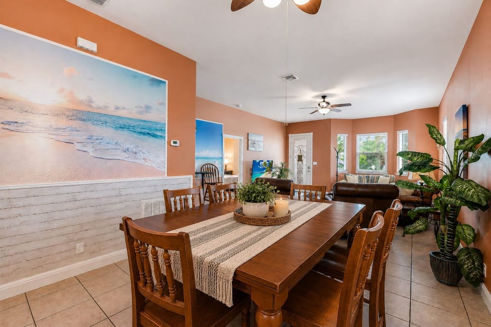Open concept living and dining area