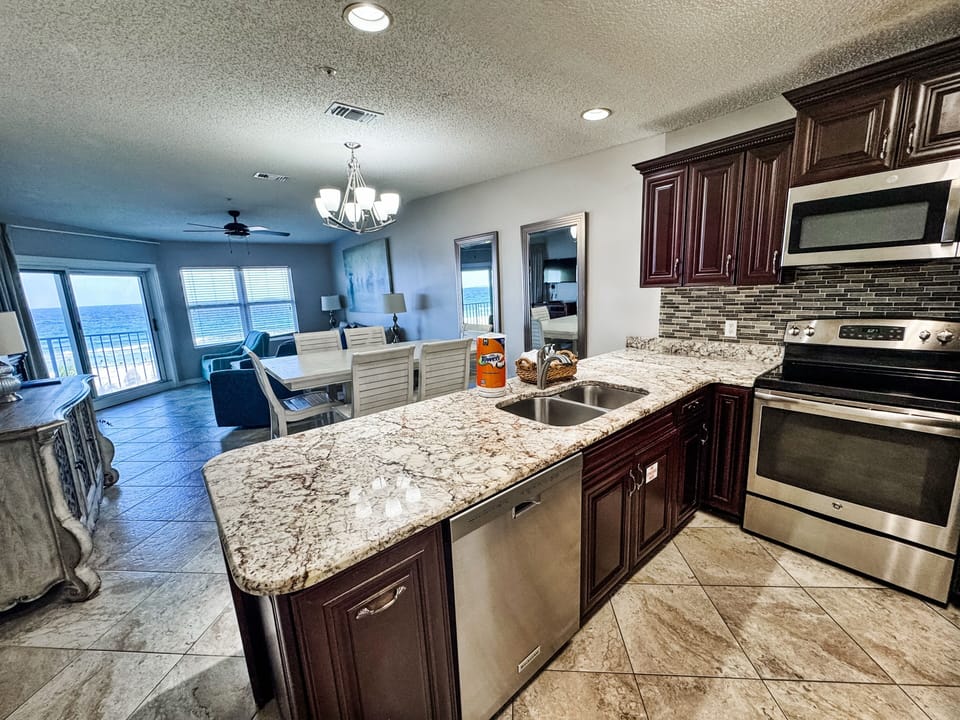 Enjoy the gulf front views even from the kitchen.