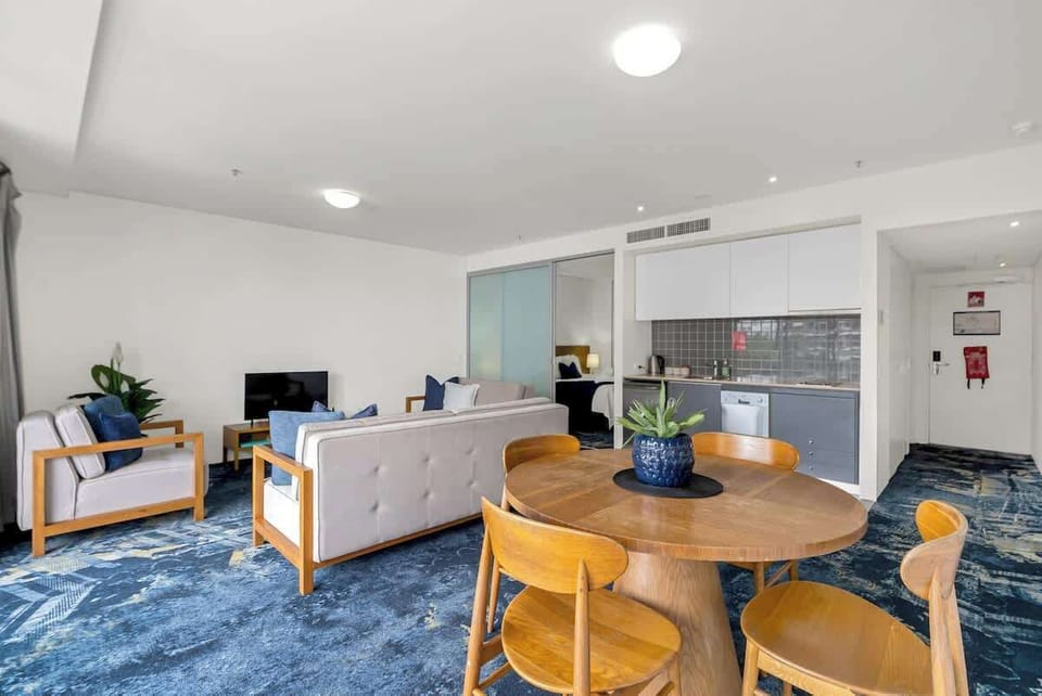 Enjoy meals with a view in the stylish dining area, which comfortably seats four.