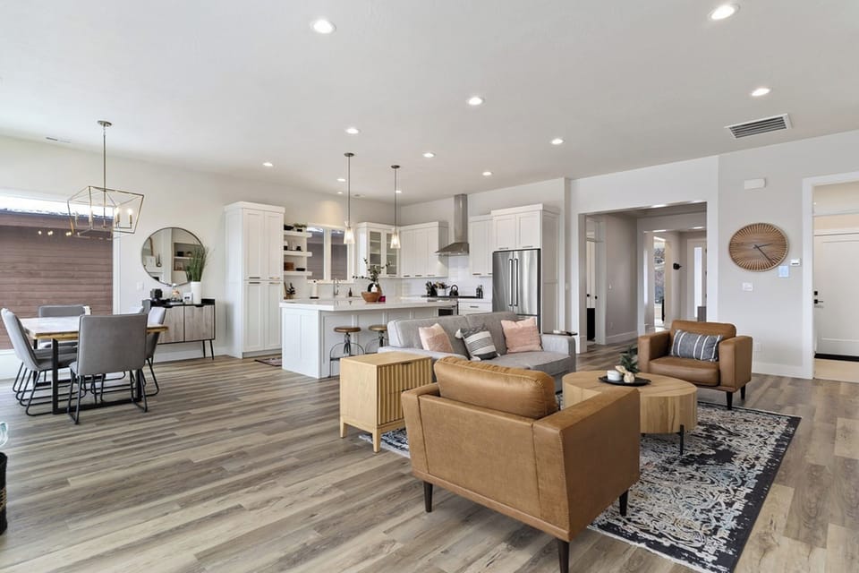 Open and airy layout that keeps everyone connected while still feeling spacious.