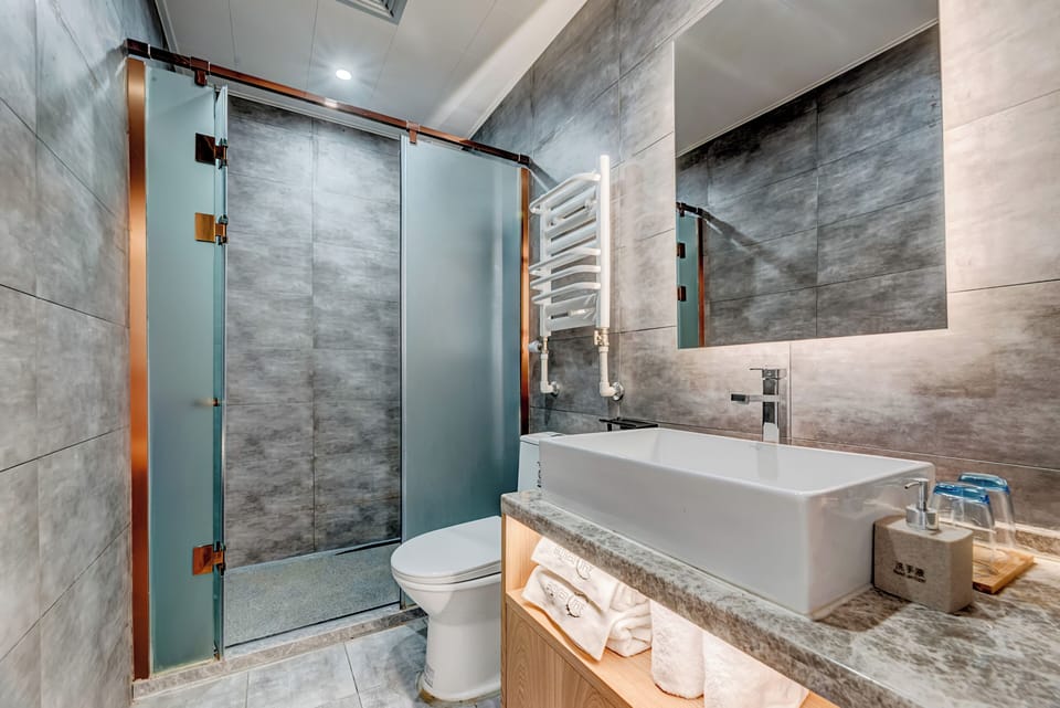 Standard Double or Twin Room | Bathroom | Shower, hair dryer, slippers, towels