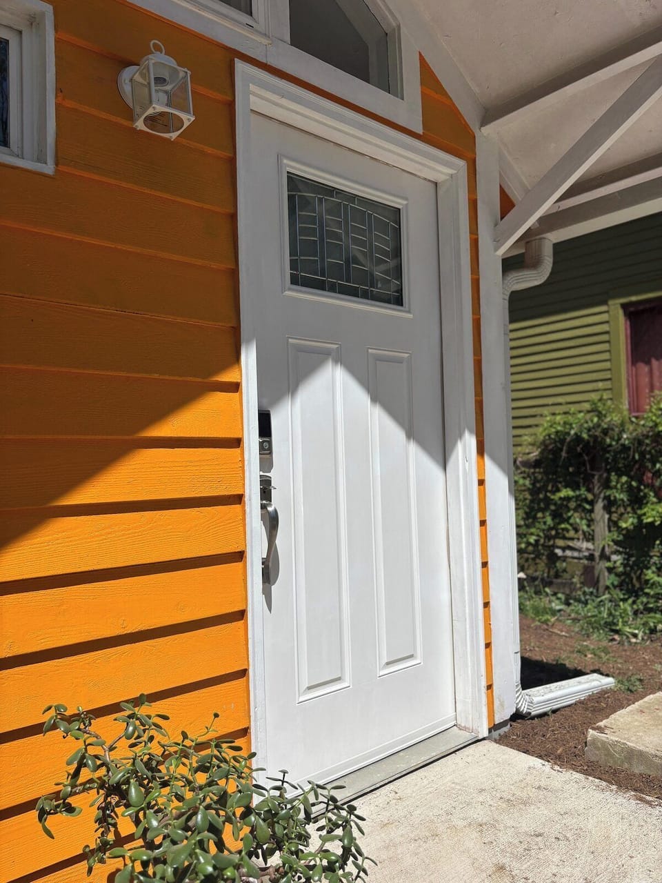 Inviting front door with smart lock for easy self entry