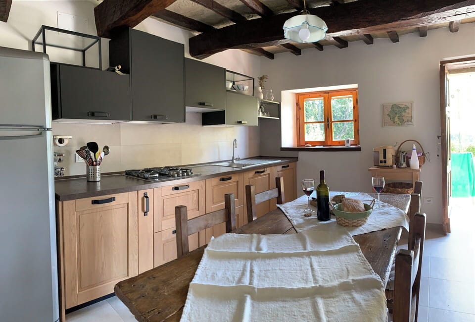 Furniture, Kitchen, Interior Design, Flooring, Wood, Countertop, Kitchen Appliance, Ceiling, Cabinetry, Room