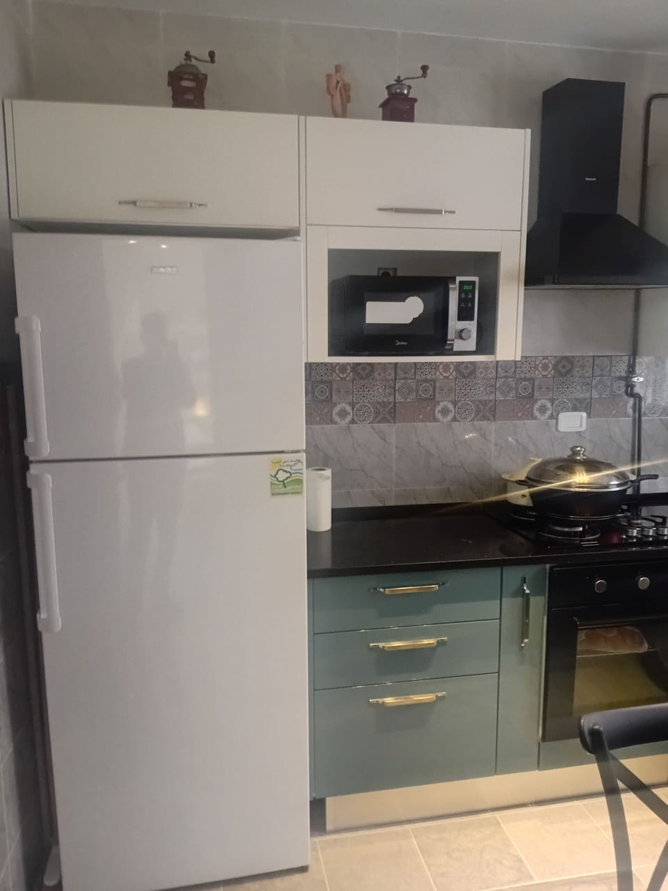 Deluxe Apartment, Balcony, City View | Private kitchen | Fridge, microwave, oven, stovetop
