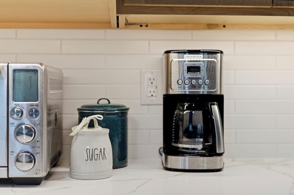 Coffee bar area makes mornings slow, easy, and enjoyable