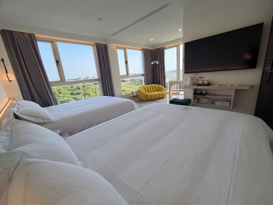 Senior Quadruple Room, Balcony, Bay View | Laptop workspace, free WiFi, bed sheets