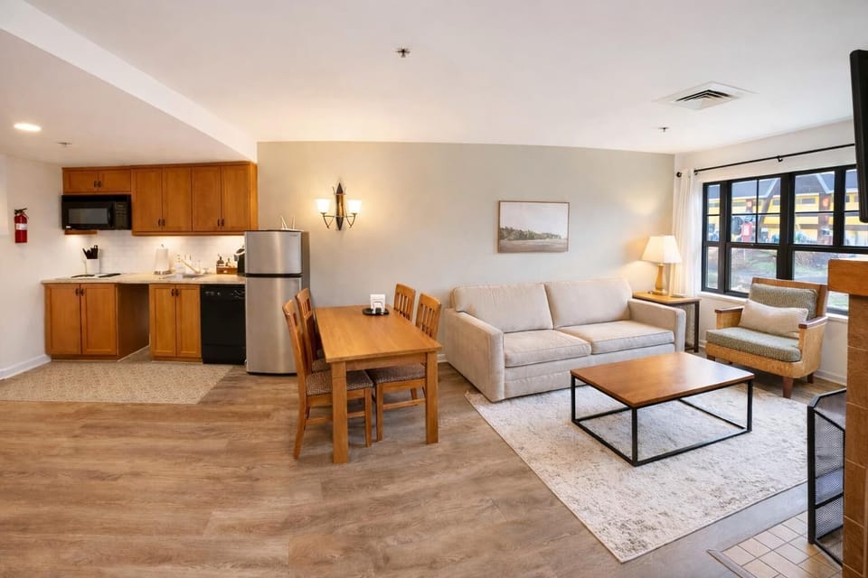 Galley kitchen with all you need to prepare meals