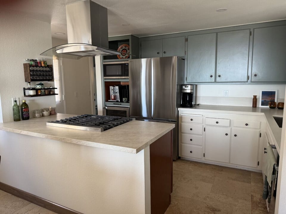 Chef`s delight kitchen with one heck of a view