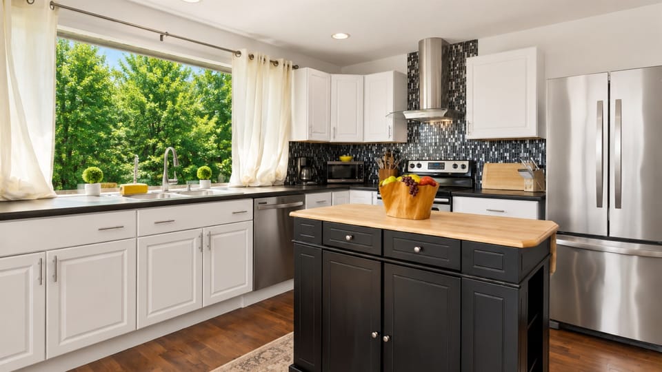 Kitchen island with additional workspace