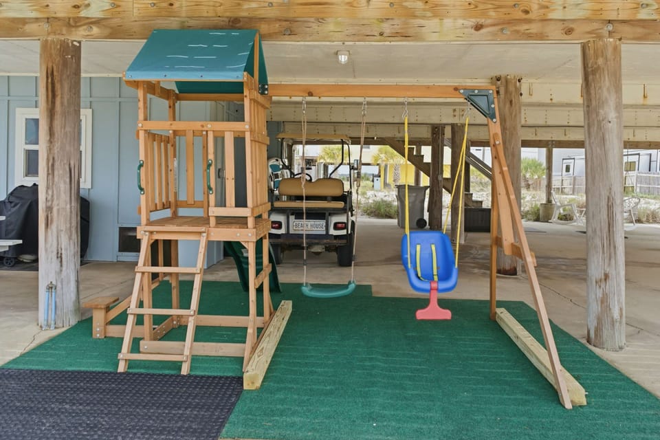 Covered Patio with Swing Set