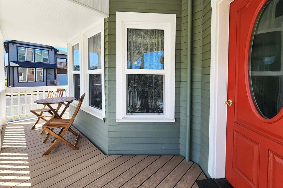 Enjoy pastries and a morning beverage on the covered patio
