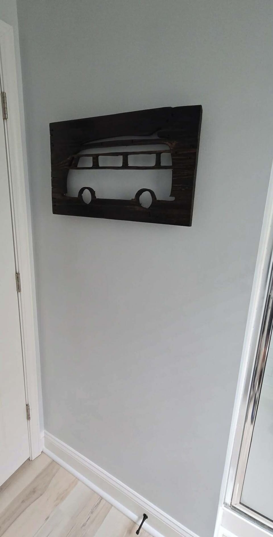 Wooden Lighted Vintage Beach Van with Surfboard 
