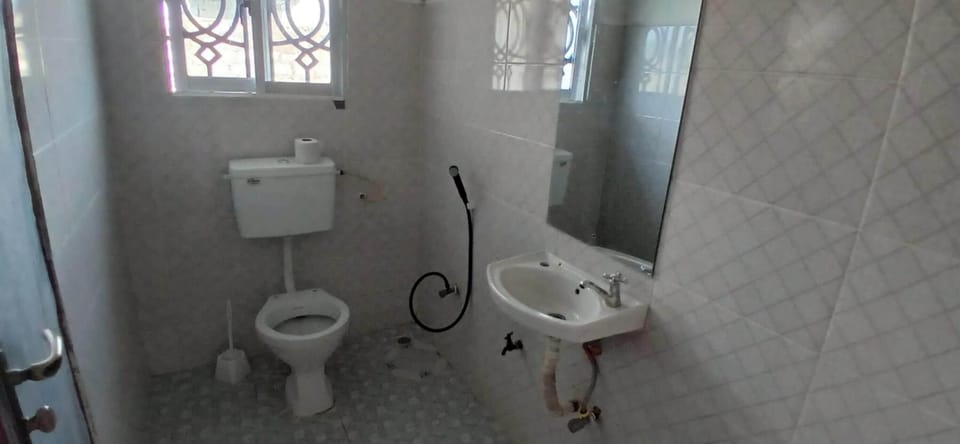 Shower, towels, soap, toilet paper