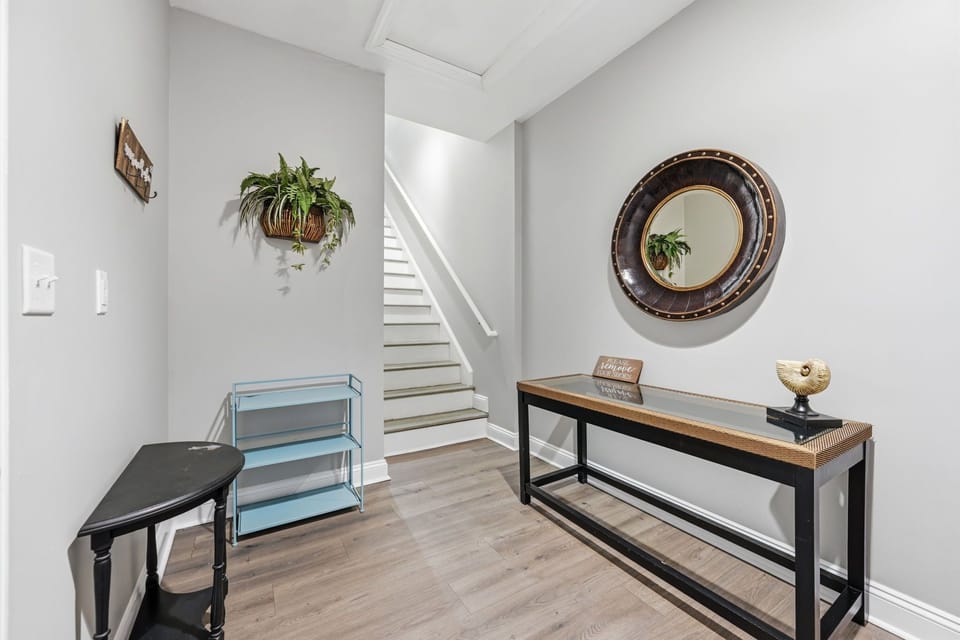 Welcoming entryway with space to drop bags and settle in
