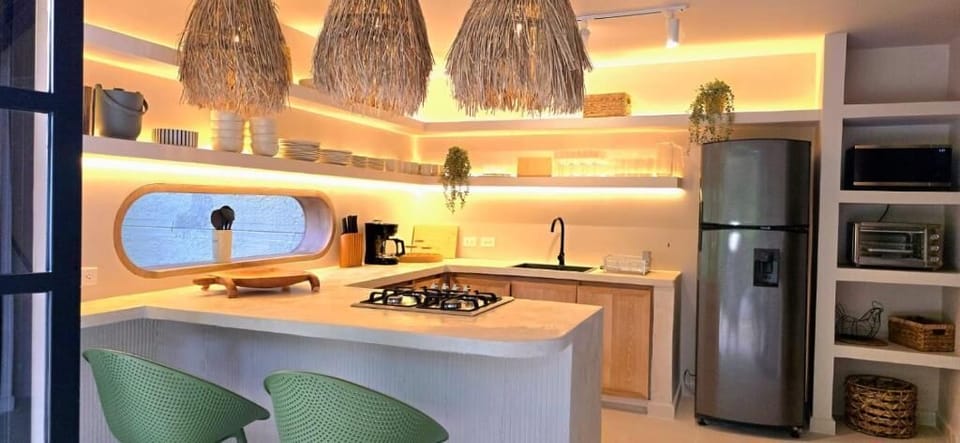 Deluxe Villa, Patio | Private kitchen | Fridge, microwave