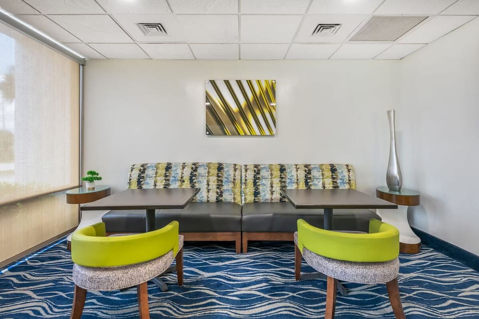 Settle into cozy seating and relax between beach adventures.