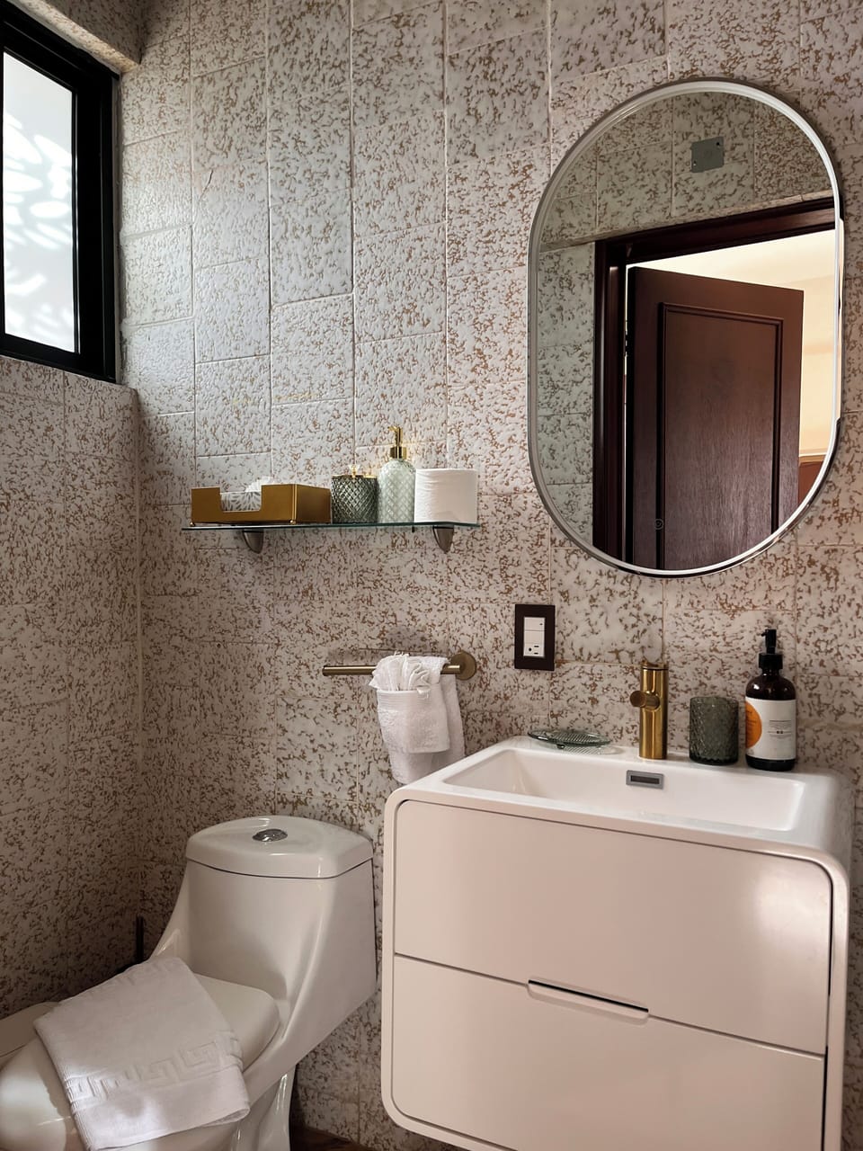 Deluxe Double Room, Patio | Bathroom | Shower, towels, soap, shampoo