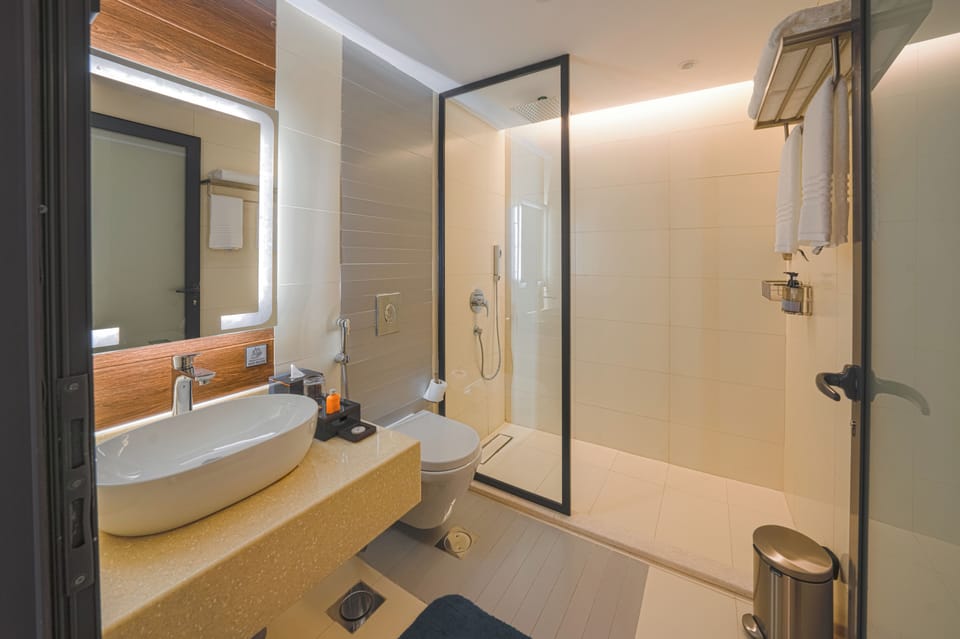 Deluxe Double Room | Bathroom | Free toiletries, hair dryer, towels, soap