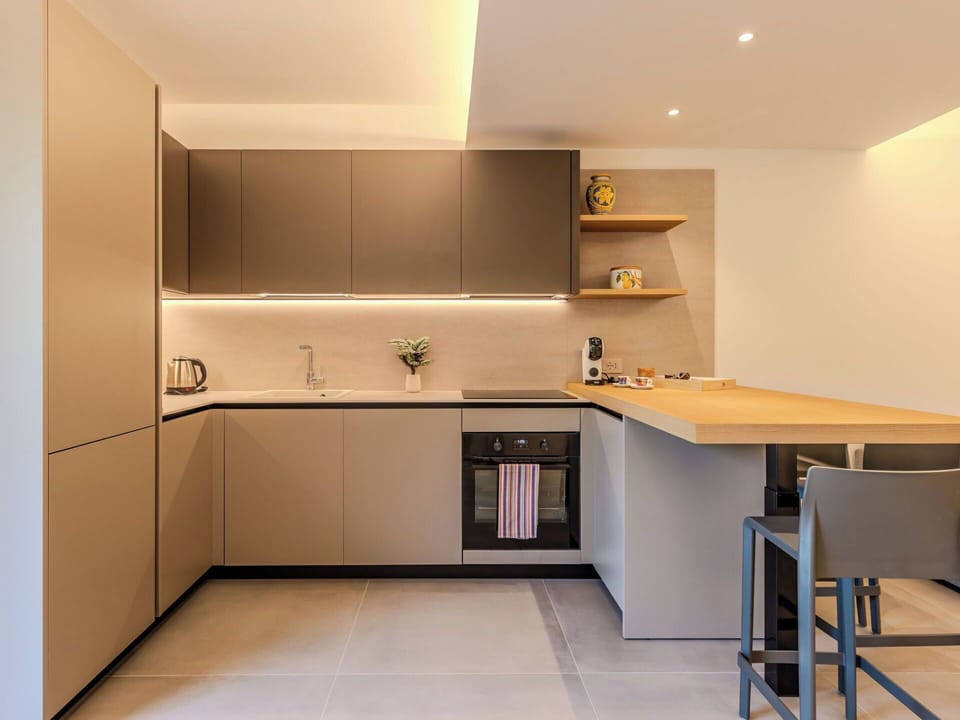 Kitchen, Interior Design, Countertop, Furniture, Wood, Flooring, Cabinetry, Kitchen Appliance, Ceiling, Light Fixture