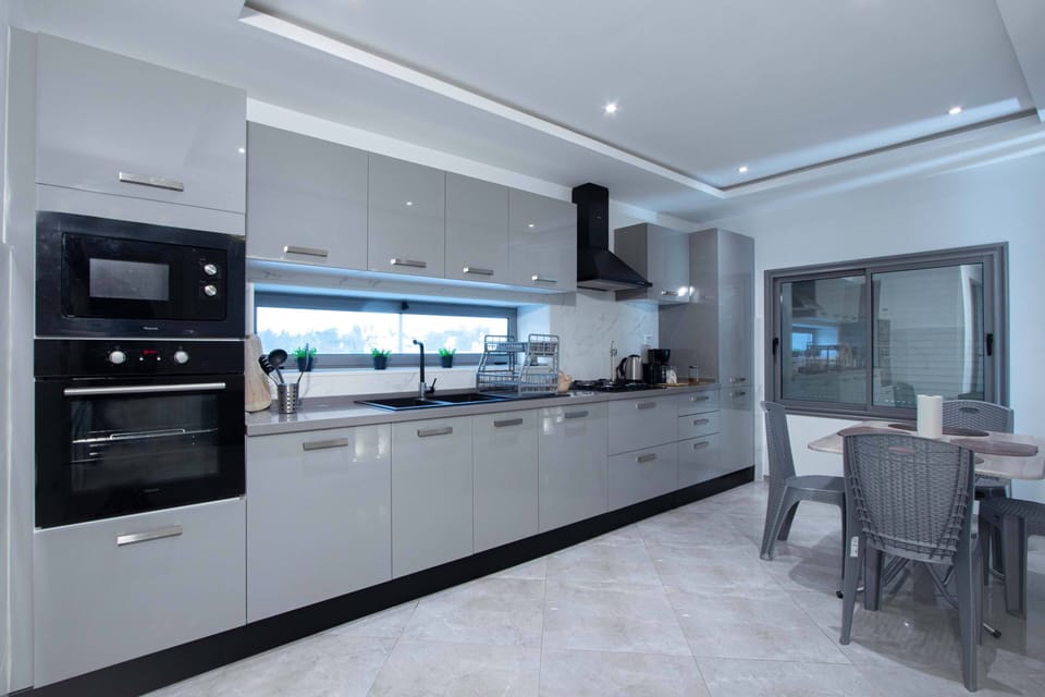 Deluxe Apartment, City View | Private kitchen | Fridge, microwave, oven, stovetop