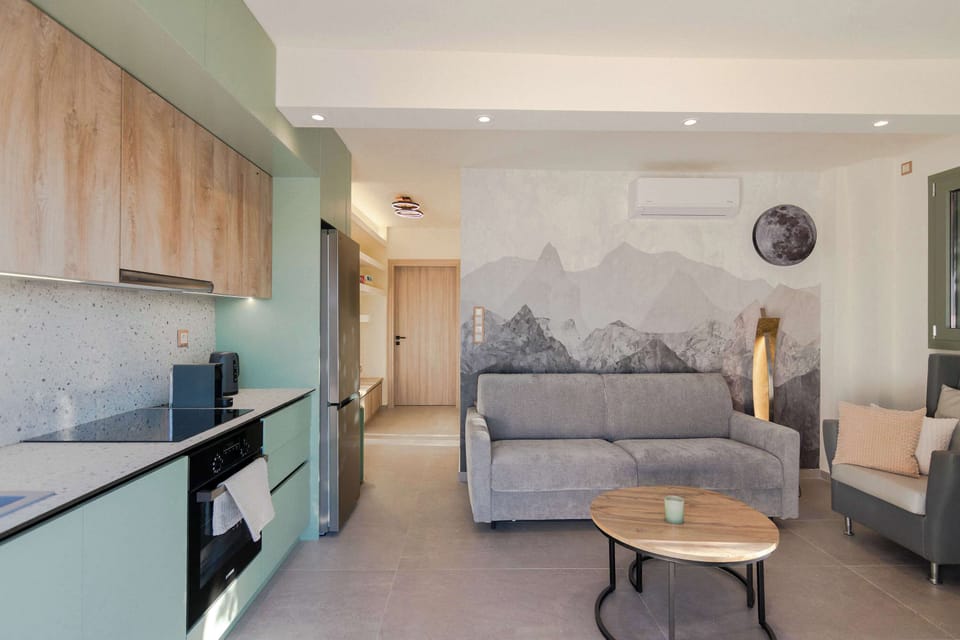 Comfortable Lounge Area with Kitchen and Seating Space