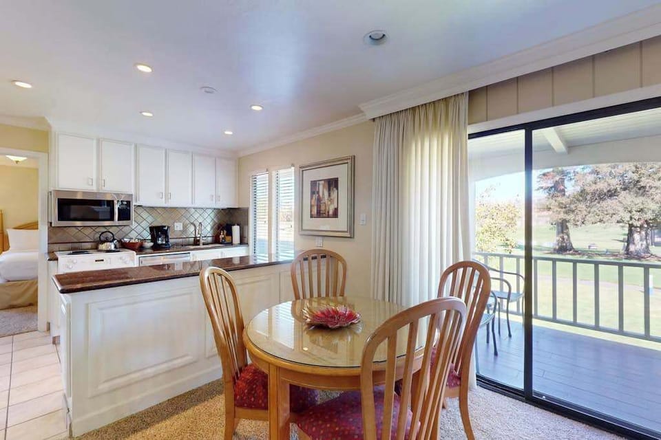 Gather around your dining table with views of Silverado's lush green fairways — the perfect spot to map out tomorrow's Napa Valley tasting itinerary.