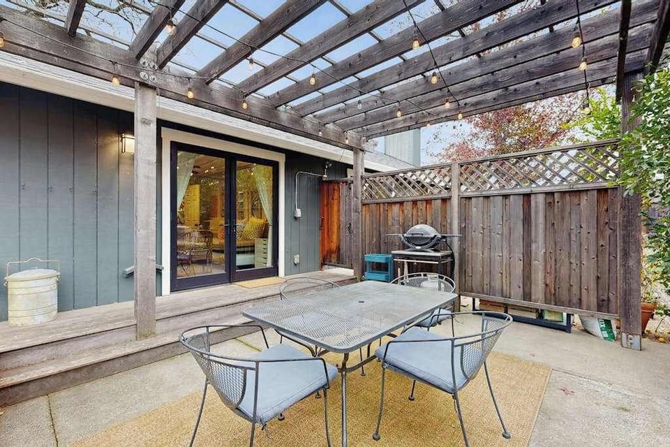 Unwind on your private covered patio draped in string lights — fire up the BBQ grill and savor an al fresco dinner under the Sonoma sky after a day of wine tasting in the valley.